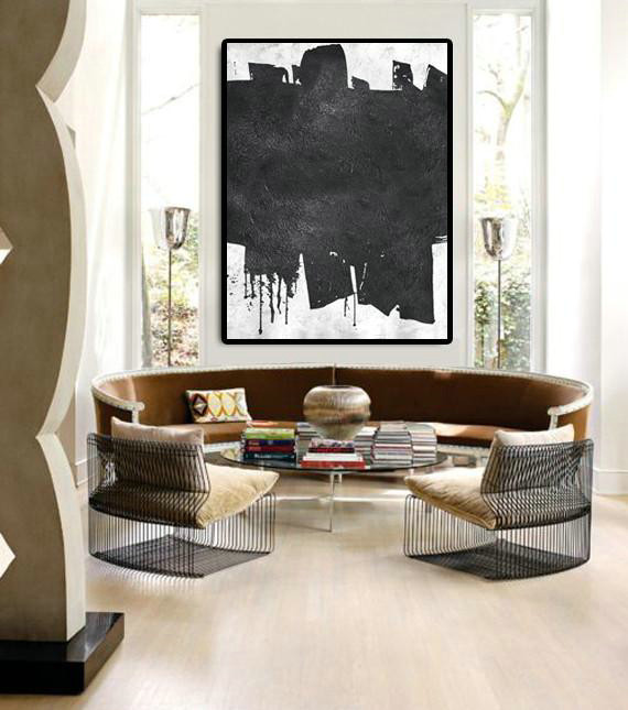 Modern Canvas Art,Black And White Minimal Painting On Canvas - Custom Oil Painting
